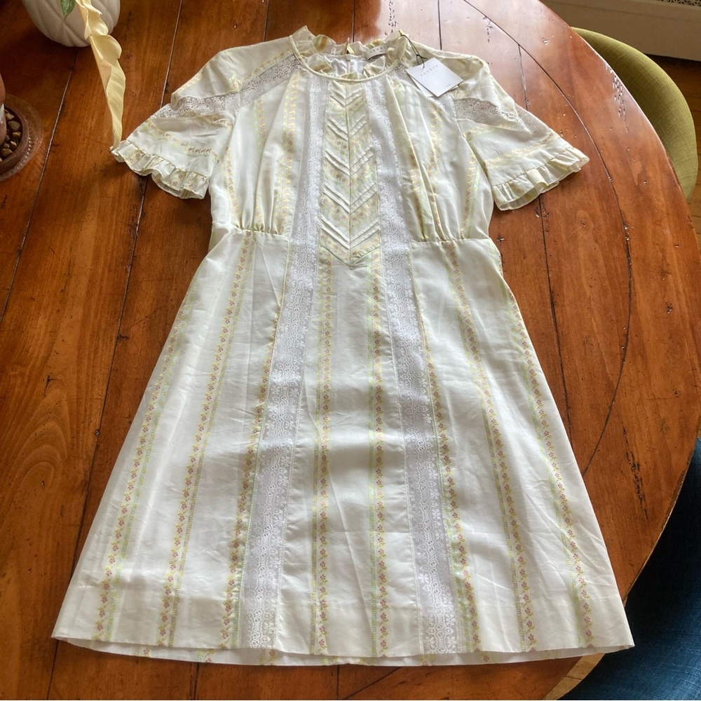 NWT Sandro Cream Puff Sleeve Mini Dress size 38 - Picture 6 of 11